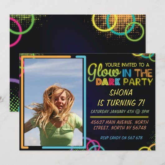 Gloed in de uitnodiging voor de geboorte van de do (Voorkant / Achterkant)