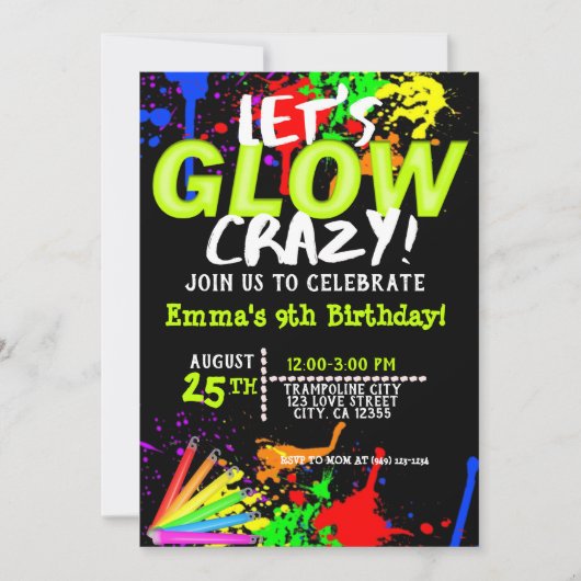 Gloed in het donker Cosmic Jump & Neon party Kaart (Voorkant)