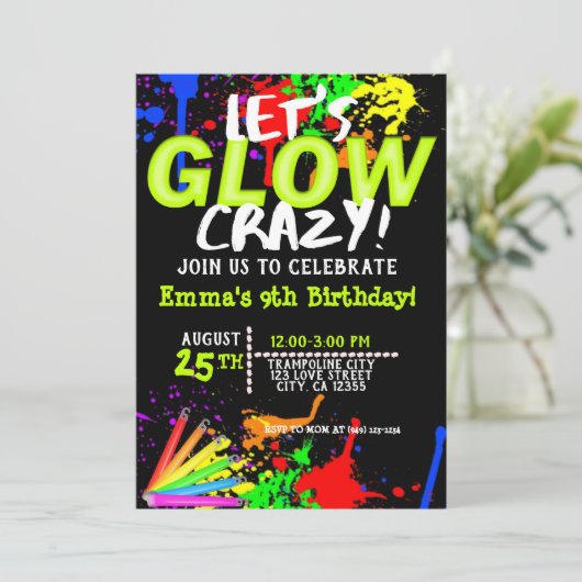 Gloed in het donker Cosmic Jump & Neon party Kaart (Staand voorkant)