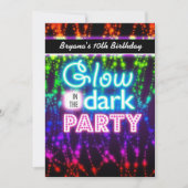 Gloed in het donker neon party uitnodigingen Rainb (Voorkant)