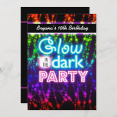 Gloed in het donker neon party uitnodigingen Rainb (Voorkant / Achterkant)