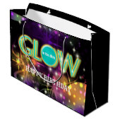 Gloed in het donkere kinder neon verjaardagsfeest  groot cadeauzakje (Achterkant Gekanteld)