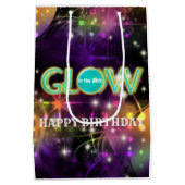Gloed in het donkere kinder neon verjaardagsfeest medium cadeauzakje (Achterkant)