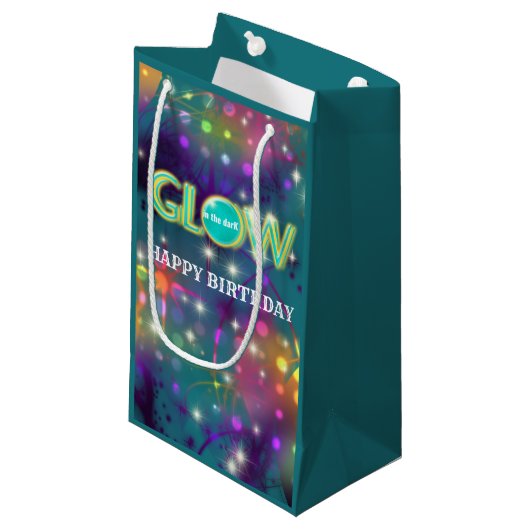 Gloed in het donkere kinder neonfeest klein cadeauzakje (Voorkant Gekanteld)