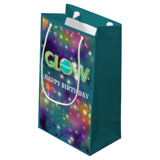 Gloed in het donkere kinder neonfeest klein cadeauzakje (Achterkant Gekanteld)