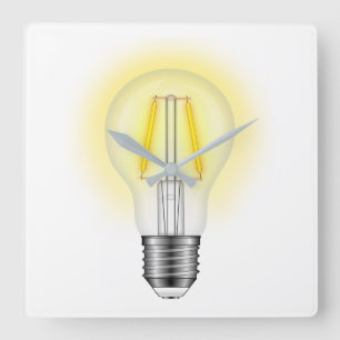 Gloed Lamp Vierkante Klok