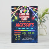 Gloed Laser Label & Bowling Birthday Party Kaart (Staand voorkant)