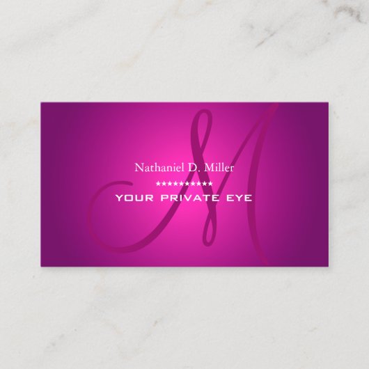Gloed Magenta Monogram Visitekaartje (Voorkant)