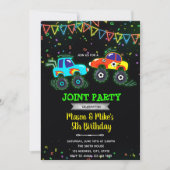 Gloed monster truck-uitnodiging kaart (Voorkant)