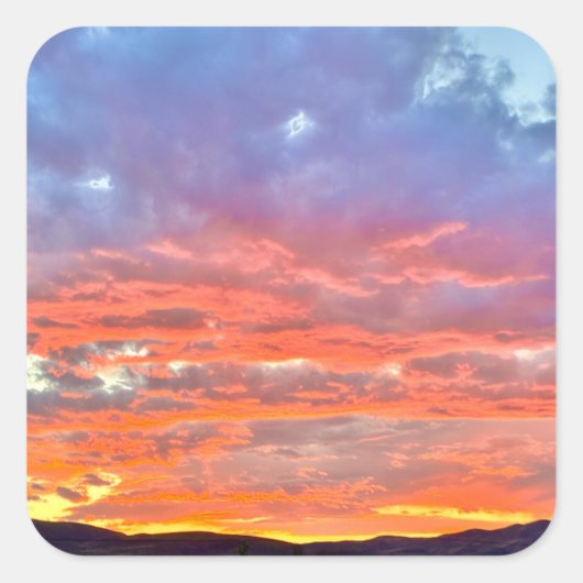Gloed na zonsondergang vierkante sticker (Voorkant)