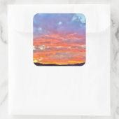 Gloed na zonsondergang vierkante sticker (Tas)