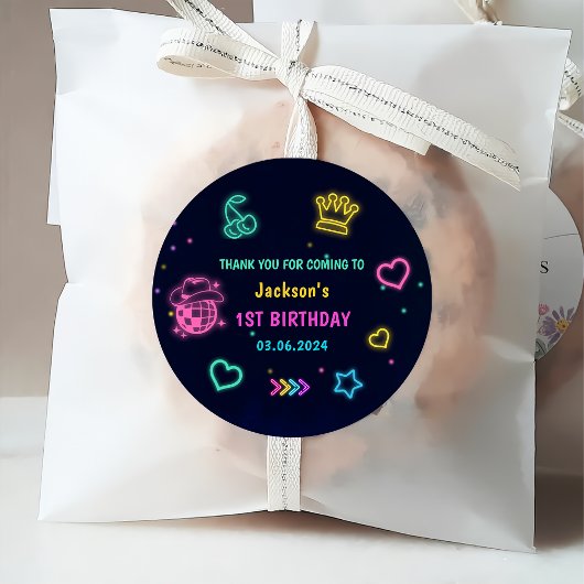 Gloed Neon Lights Bedankt Verjaardagsfeest Bedankjes Labels