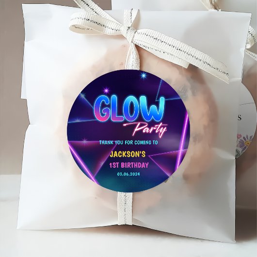 Gloed Neon Lights Bedankt Verjaardagsfeest Bedankjes Labels