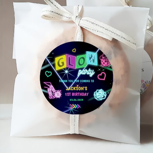 Gloed Neon Lights Bedankt Verjaardagsfeest Bedankjes Labels