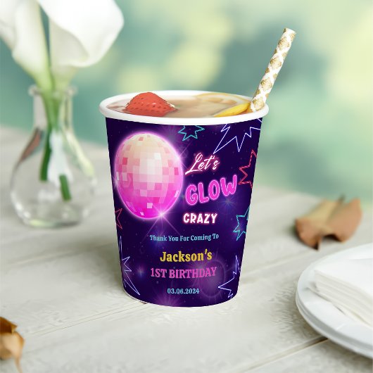 Gloed Neon Lights Bedankt Verjaardagsfeest Papieren Bekers