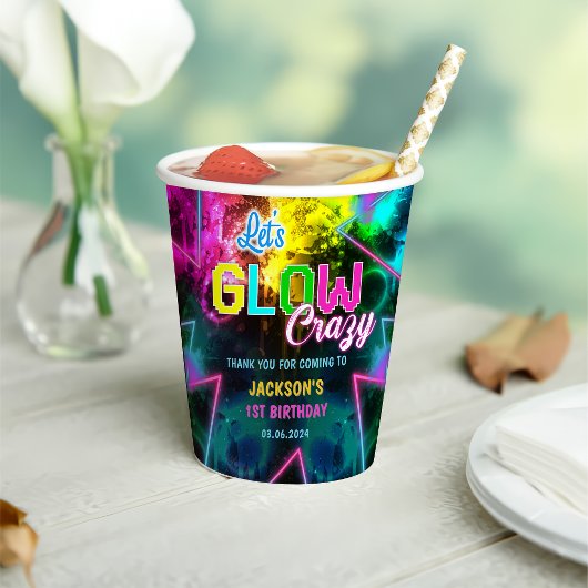 Gloed Neon Lights Bedankt Verjaardagsfeest Papieren Bekers
