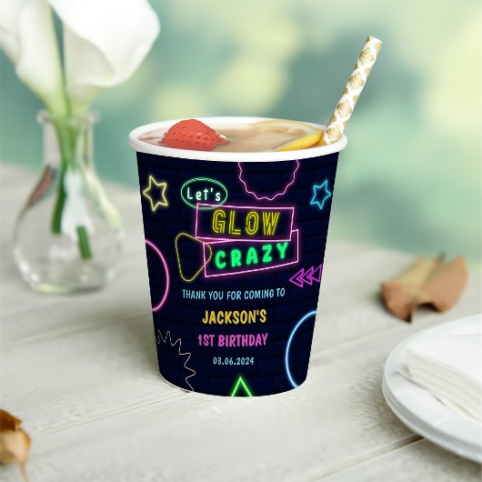 Gloed Neon Lights Bedankt Verjaardagsfeest Papieren Bekers