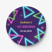 Gloed Neon Lights Bedankt Verjaardagsfeest Papieren Bordje (Voorkant)