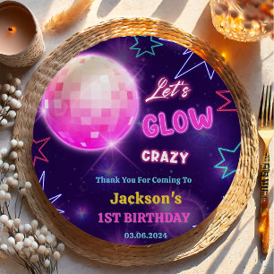 Gloed Neon Lights Bedankt Verjaardagsfeest Papieren Bordje