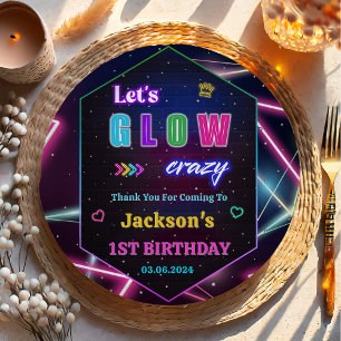 Gloed Neon Lights Bedankt Verjaardagsfeest Papieren Bordje
