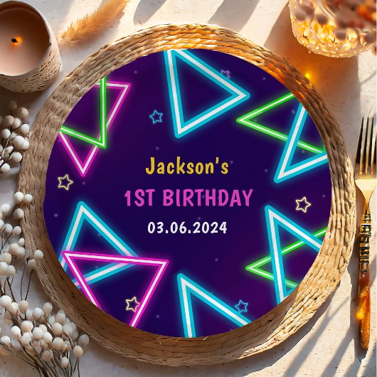 Gloed Neon Lights Bedankt Verjaardagsfeest Papieren Bordje