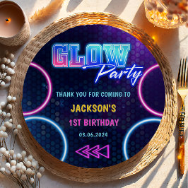 Gloed Neon Lights Bedankt Verjaardagsfeest Papieren Bordje