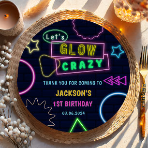 Gloed Neon Lights Bedankt Verjaardagsfeest Papieren Bordje