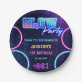 Gloed Neon Lights Bedankt Verjaardagsfeest Papieren Bordje (Voorkant)