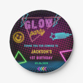 Gloed Neon Lights Bedankt Verjaardagsfeest Papieren Bordje (Voorkant)