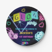 Gloed Neon Lights Bedankt Verjaardagsfeest Papieren Bordje (Voorkant)