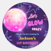 Gloed Neon Lights Bedankt Verjaardagsfeest Ronde Sticker (Voorkant)