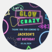 Gloed Neon Lights Bedankt Verjaardagsfeest Ronde Sticker (Voorkant)