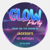 Gloed Neon Lights Bedankt Verjaardagsfeest Ronde Sticker (Voorkant)