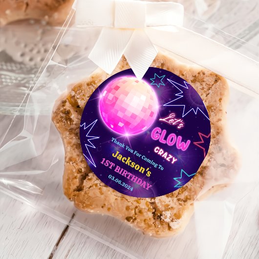 Gloed Neon Lights Bedankt Verjaardagsfeest Ronde Sticker