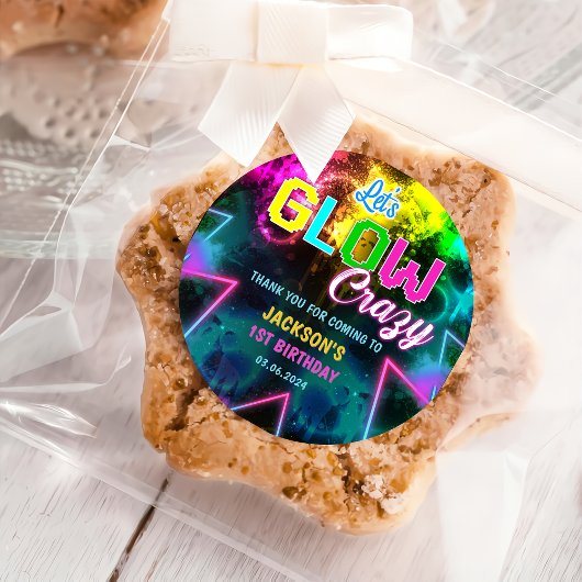 Gloed Neon Lights Bedankt Verjaardagsfeest Ronde Sticker