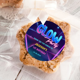 Gloed Neon Lights Bedankt Verjaardagsfeest Ronde Sticker