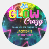 Gloed Neon Lights Bedankt Verjaardagsfeest Ronde Sticker (Voorkant)