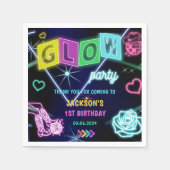 Gloed Neon Lights Bedankt Verjaardagsfeest Servet (Voorkant)