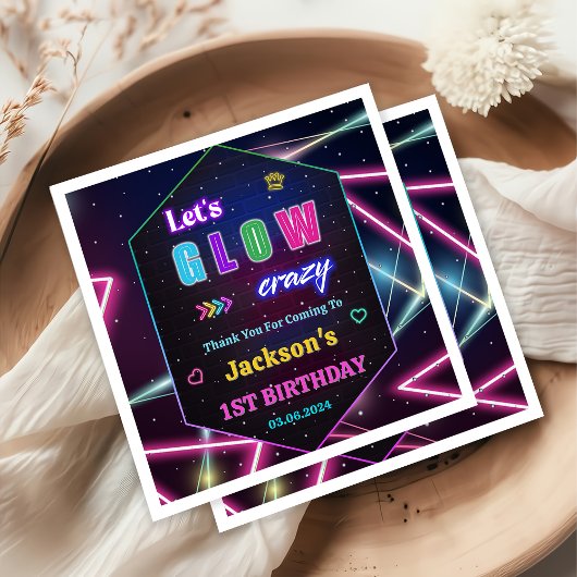 Gloed Neon Lights Bedankt Verjaardagsfeest Servet