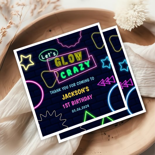 Gloed Neon Lights Bedankt Verjaardagsfeest Servet