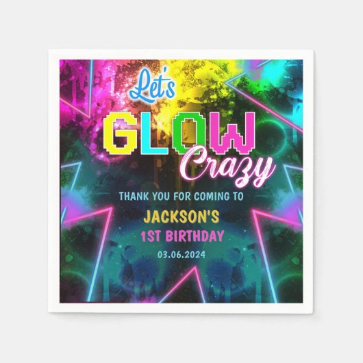 Gloed Neon Lights Bedankt Verjaardagsfeest Servet (Voorkant)
