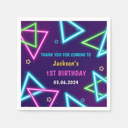 Gloed Neon Lights Bedankt Verjaardagsfeest Servet (Voorkant)