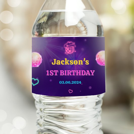 Gloed Neon Lights Bedankt Verjaardagsfeest Waterfles Etiket