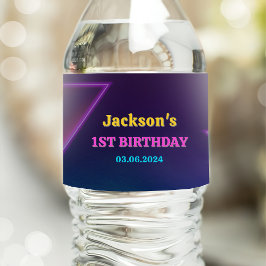 Gloed Neon Lights Bedankt Verjaardagsfeest Waterfles Etiket