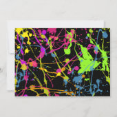 Gloed neon verf splatter verjaardagsfeestje uitnod kaart (Achterkant)