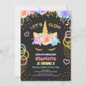 Gloed op het donkere feest, eenhoorn, verjaardag kaart (Voorkant)