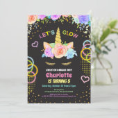 Gloed op het donkere feest, eenhoorn, verjaardag kaart (Staand voorkant)