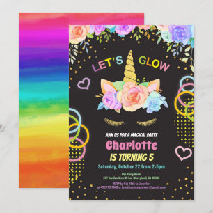 Gloed op het donkere feest, eenhoorn, verjaardag kaart