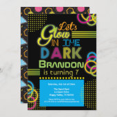 Gloed op het donkere kind verjaardagsfeest kaart (Voorkant / Achterkant)