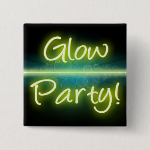 Gloed Party, Geel/Groen Blacklight Vierkante Button 5,1 Cm